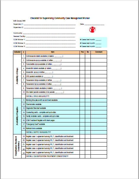 Checklist For Supervising Community Case Management Workers Save The 